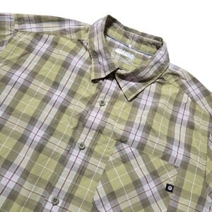 Marmot Green Plaid Short Sleeve Button Up Outdoor Hiking Casual‎ Shirt Men's L